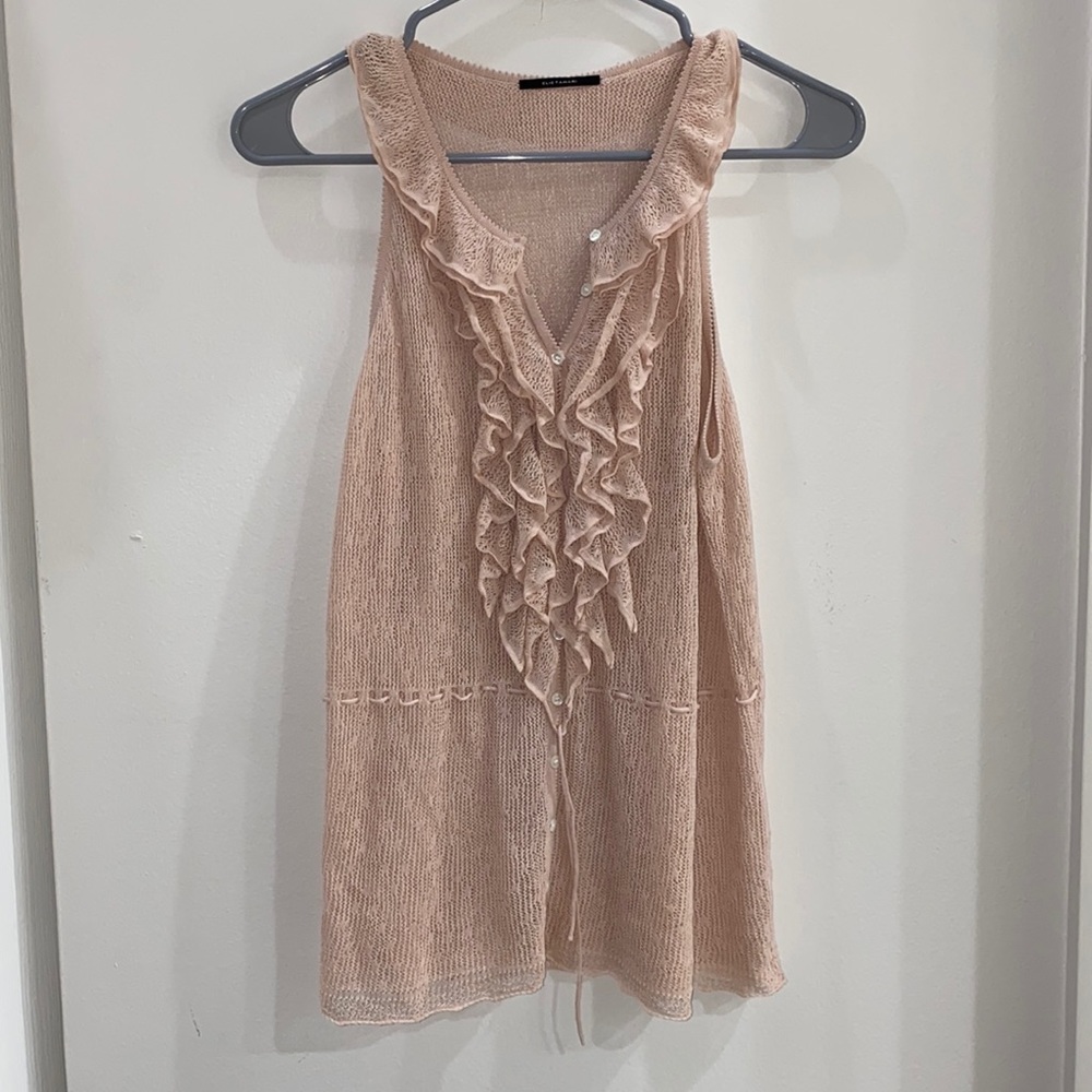 Elie Tahari Pink Ruffle Top